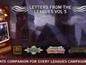Letters from the Leagues Vol 5, gothic buildings, logos for Ubiquity, Leagues of Adventure, Leagues of Gothic Horror, Leagues of Cthulhu