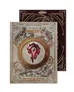 Two World of Warcraft books with ornate covers, one showing a red Horde symbol.