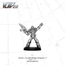 Grey armored marine figure holding a large gun, arms outstretched.