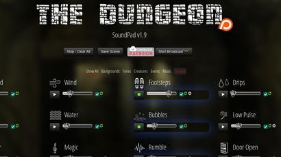 A page from the site showing all the different soundscape elements for dungeons