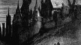 Gothic castle silhouette with flying bats, text "Bleeding Heroes Roleplaying Game"