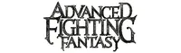 The logo for "Advanced Fighting Fantasy" features bold, stylized lettering in a dark, textured design. The letters are intricately shaped, with some elements appearing jagged or worn, evoking a sense of adventure and fantasy. The overall aesthetic suggests a classic tabletop role-playing game, inviting players to explore its rich narratives and challenges.