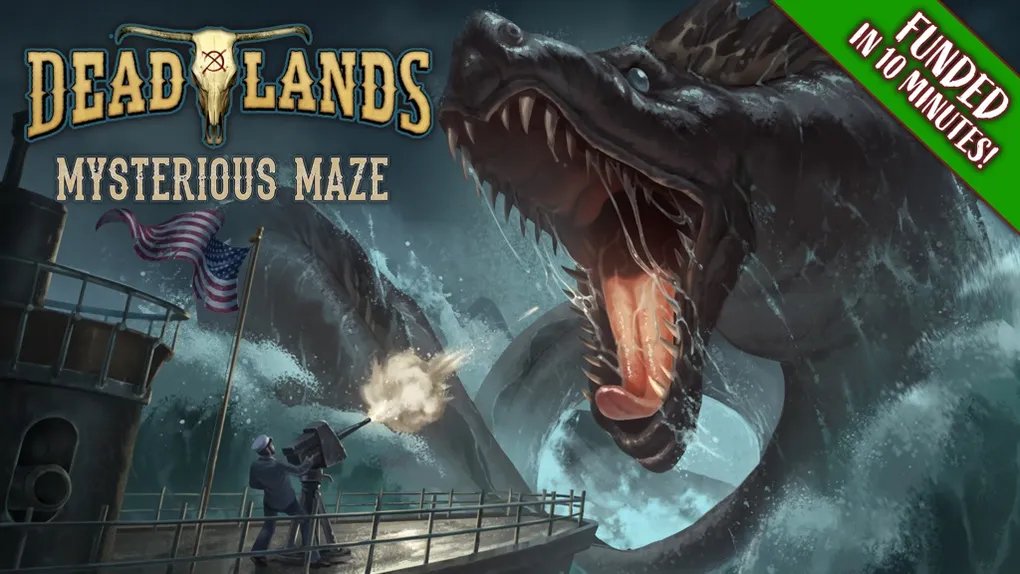 Black serpent with open mouth and sharp teeth, green banner with white text "FUNDED IN 10 MINUTES!"