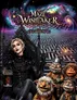 A fantasy character with pale skin, dark hair, and elaborate black attire sits on a throne-like chair, holding a staff. Behind her is a glowing, intricate maze. Four small, furry humanoid figures with exaggerated features and varied outfits kneel in front of her.