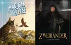 Woman in dark cloak holds sword, text "ZWEIHÄNDER CORE RULEBOOK REFORGED EDITION"