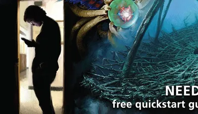 On the left we have someone checking a phone, on the right covering 80% of the image is a strange land with the words 'Need to know-free quickstart & scenario'