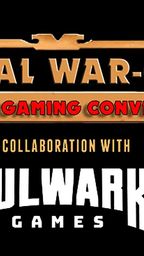 The image features the title "Corral War-Con: Tabletop Gaming Convention" prominently displayed in bold, stylized lettering. Below it, the phrase "IN COLLABORATION WITH" is written in a smaller font, leading to the name "BULWARK GAMES," which is also presented in a bold, distinctive style. The background is black, enhancing the visibility of the text, with the convention title highlighted in red and gold accents.