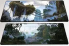 Floating islands, waterfalls, bridges, and text "Wyvern Moor" and "The Dungeon Crawl Card Game"