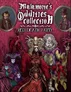 Five stylized figures in elaborate, gothic attire pose against a dark red background. Two circular portraits show a man in a top hat and another in a dark coat. Central text reads: "Malamorte’s Oddities Collection: Red Death Party."