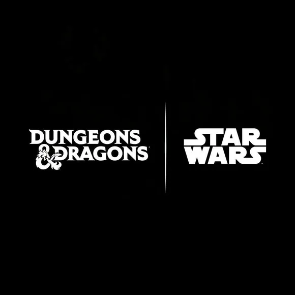 Dungeons & Dragons and Star Wars logos on black