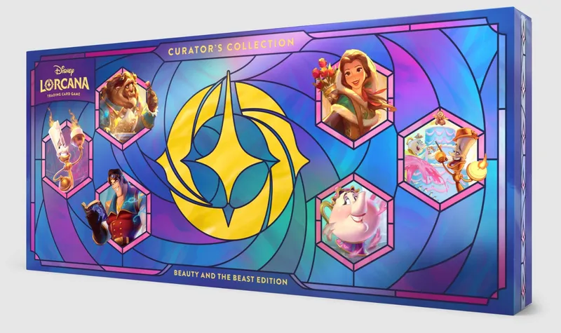 Curator's Collection, Beauty and the Beast Edition, Disney Lorcana TCG box with characters and emblem.