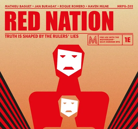 Red Nation cover: stylized red figure with two white masked faces, text "RED NATION TRUTH IS SHAPED BY THE RULERS' LIES"