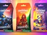 Three expansion packs for the party word game Codenames are displayed: "Sci-Fi," "Fairy Tales," and "Cute Critters." Each pack features vibrant artwork, with the "Sci-Fi" pack showcasing a character in a futuristic setting, the "Fairy Tales" pack depicting a girl in a red cloak against a colorful forest backdrop, and the "Cute Critters" pack featuring a playful panda. Each pack is labeled as an "Expansion Pack" and indicates compatibility with either Codenames or Codenames Duet.