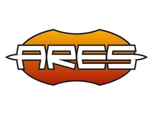 ARES logo with orange and red shield background