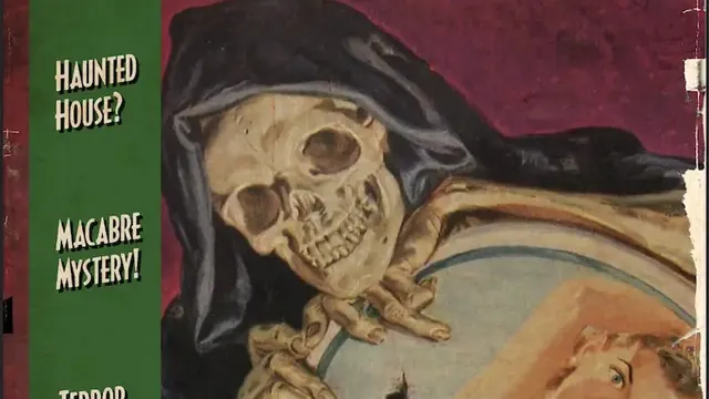 "House of Mirrors" magazine cover with skeleton and screaming woman.
