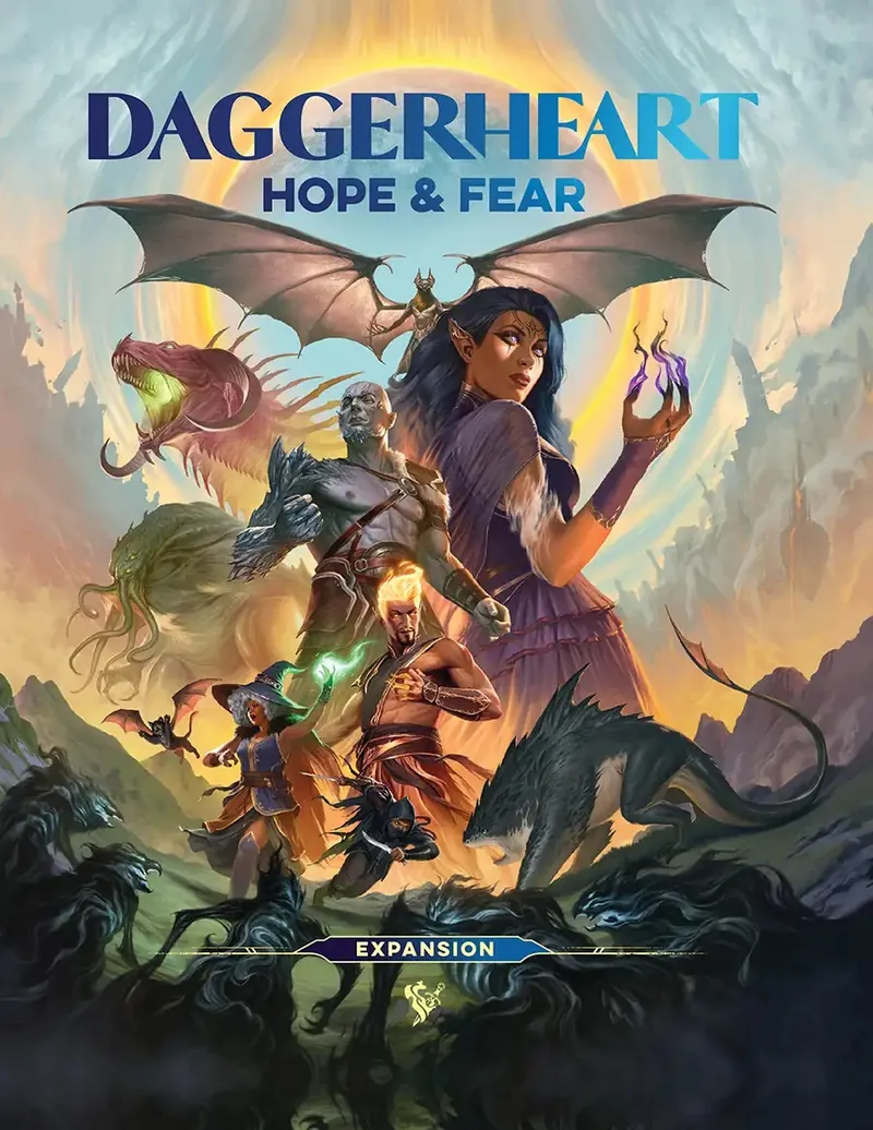 DAGGERHEART HOPE & FEAR, fantasy characters and creatures against a mountainous backdrop.