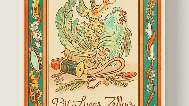 The cover of "Precious Things" features a whimsical illustration of two small dragons nestled together, surrounded by various mundane objects like buttons, a spool of thread, and dried flowers. The title "PRECIOUS THINGS" is prominently displayed at the top in a playful font, with decorative elements framing the image. The overall color palette includes warm tones of green, orange, and cream, creating a cozy and inviting aesthetic.