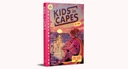 A vibrant book cover for "Kids in Capes" features a young girl with a ponytail, wearing a red cape and a pink shirt, sitting on a sidewalk. The background depicts a suburban neighborhood with houses and trees under a sunset sky. The title "KIDS in CAPES" is prominently displayed in bold, colorful letters, along with the text "COLLECTOR'S EDITION" and "YOUR ORIGIN STORY STARTS HERE!" in bright yellow.