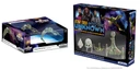 A boxed set titled "Star Trek: Into the Unknown - Rising Tensions Campaign Expansion" features a vibrant design with images of iconic characters, including Klingons and Federation officers. To the left, a separate box displays a cloaked starship model, labeled "Star Trek: The Next Generation - Cloaked Edition." The right side of the image showcases detailed miniatures of various starships, including a Klingon Bird-of-Prey and Federation vessels, emphasizing the game's focus on exploration and battle in the Alpha Quadrant.