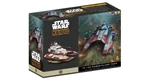 A box for the TX-130 Saber-class Tank expansion from Star Wars: Legion features a prominent illustration of the tank in action, showcasing its sleek design with red and white accents. The box also displays the miniature of the tank prominently on the front, alongside the game's logo and title. The background depicts a lush battlefield scene, enhancing the thematic elements of the Galactic Republic's military presence.