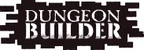The image features the text "DUNGEON BUILDER" prominently displayed in a bold, distressed font, set against a dark background that resembles wooden planks. The letters are white with a textured appearance, giving a rugged feel that aligns with the theme of dungeon building. The overall design conveys a sense of adventure and creativity, suitable for tabletop gaming enthusiasts.