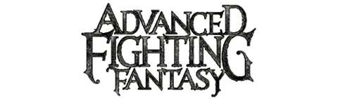 The logo for "Advanced Fighting Fantasy" features bold, stylized lettering in a dark, textured design. The letters are intricately shaped, with some elements appearing jagged or worn, evoking a sense of adventure and fantasy. The overall aesthetic suggests a classic tabletop role-playing game, inviting players to explore its rich narratives and challenges.