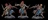 Two intricately designed miniatures from the game VoidSeige are displayed, showcasing a warrior in armor with a bronze finish and a blue tunic. Each figure is posed dynamically, holding a spear in one hand while the other arm is extended, suggesting movement. The miniatures are mounted on circular bases, with a textured surface that adds to their detailed appearance.