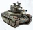 A detailed model of a mechanized tank, featuring a rugged green exterior with weathering effects and patches of foliage. The tank has a prominent turret with a large cannon, adorned with a colorful muzzle, and a smaller machine gun mounted on top. Various markings, including a number "5" and a stylized "V," are visible on the tank's surface, enhancing its sci-fi aesthetic.
