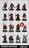 A collection of miniatures features various adventurers, including a thief with a shortsword, a magic user with a snake staff, a druid with a scimitar, and a paladin with a plate and shield. Other characters include an assassin, monk, barbarian with a spear, illusionist, sorcerer with a wand and scroll, ranger, and an old druid with a staff. Each figure is intricately detailed and set against a light background, with a prominent "OUT NOW!" label in red.