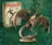 A detailed miniature of an adult dragon is prominently displayed, showcasing its intricate scales, fierce expression, and large, outstretched wings. The dragon is coiled around a rocky base, with its tail elegantly curved. In the background, a box labeled "DRAGONBANE" is visible, indicating the miniature's association with the Dragonbane RPG, set against a textured green backdrop.