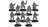 A collection of ten detailed miniatures stands on black bases, depicting spiky, renegade guardsmen from a grimdark sci-fi setting. Each figure is armed with various weapons, including rifles and a chainsaw, showcasing dynamic poses and distinctive armor adorned with spikes. The miniatures vary in stance and weaponry, emphasizing their roles as command, veterans, and grunts within the unit.