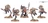 Three Kharadron Overlords miniatures are displayed, showcasing their unique designs. On the left, a dwarf holds a trident and wears a detailed nullsuit, while the central figure, appearing dynamic, is equipped with a spear and a large backpack. The rightmost figure wields a firearm and has a rugged appearance, all standing on textured bases with tufts of grass.
