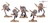 Three Kharadron Overlords miniatures are displayed, showcasing their distinctive nullsuits and gear. The figures include a dwarf with a cutlass and a pistol, another wielding a firearm, and a third with a mechanical arm, all posed dynamically as if in mid-action. The bases feature tufts of grass and rocky terrain, enhancing the adventurous theme of these flying duardin.