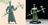 A stylized illustration on the left depicts a tall, armored knight with a textured, greenish-blue surface, holding a large, translucent green axe. The knight has a unique head resembling a tree or foliage. On the right, a three-dimensional resin miniature of the same knight is shown, featuring similar armor details and a raised sword, set against a dark background to highlight its features.