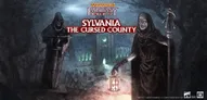 Two cloaked figures in a misty graveyard, one holding a skull-topped lantern. Text: "Warhammer Fantasy Role-Play Sylvania The Cursed County".