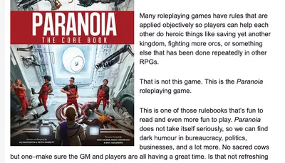 Showing the Core Rule Book cover and description as shown on Roll20