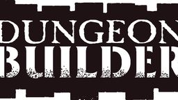 The image features the text "DUNGEON BUILDER" prominently displayed in a bold, distressed font, set against a dark background that resembles wooden planks. The letters are white with a textured appearance, giving a rugged feel that aligns with the theme of dungeon building. The overall design conveys a sense of adventure and creativity, suitable for tabletop gaming enthusiasts.