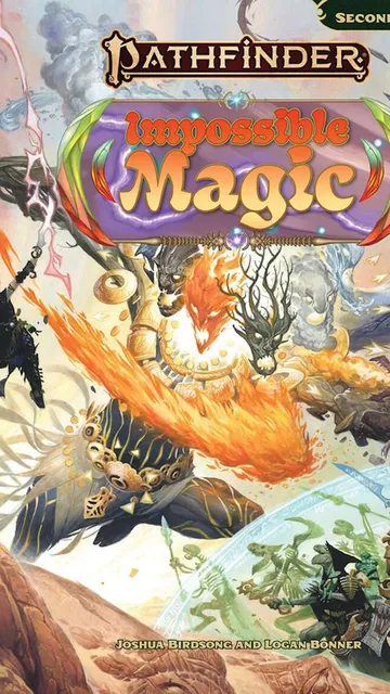 Pathfinder Impossible Magic book cover with dragons and magic.