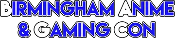The text features the words "BIRMINGHAM ANIME & GAMING CON" in bold, vibrant blue letters against a contrasting background. The design emphasizes a playful and energetic theme, suitable for an event focused on anime, gaming, and related activities. The letters are stylized, with some featuring unique shapes, enhancing the visual appeal.