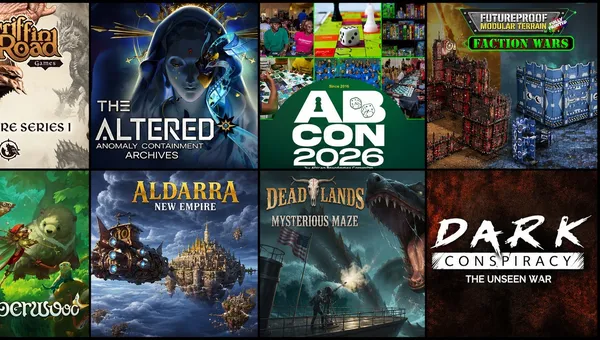 AB CON 2026, Futureproof Modular Terrain Faction Wars, Dead Lands Mysterious Maze, Dark Conspiracy The Unseen War