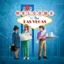"Welcome to New Las Vegas" sign, three people holding plans, cityscape background