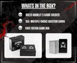 "WHATS IN THE BOX? RULES BOOKLET & GAME CREDITS 300 MULTIPLE-CHOICE QUESTION CARDS FIRST EDITION GAME BOX"