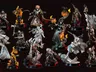 A collection of ten intricately designed miniatures from the Weird War I series is displayed against a dark background. The figures include a mix of undead and fantastical characters, such as a pumpkin-headed figure, a skeletal warrior, and a witch, all featuring dynamic poses and detailed sculpting. Each miniature showcases unique elements like flowing robes, weapons, and flame effects, emphasizing their dark fantasy theme, with the text "OCTOBER 2025" prominently featured at the top.