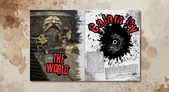 Two RPG book covers: "The World" with a masked figure, and "The Calamity" with a bullet hole.