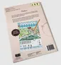 The back cover of a Bordeaux game booklet. The cover is light beige with red wine stain graphics. At the top, there is text: "DESIGNED BY Ben Rosset", "ILLUSTRATED BY Pavel Zhovba", "DEVELOPED BY Andrew Nerger & Jeffrey Chin". Below, the title "Bordeaux" is prominently displayed. The main section contains descriptive text about the game. A pencil is resting on the booklet, pointing to a colorful map of Bordeaux with vineyards, wine bottles, and barrels. At the bottom left, there is a logo for R2i Games and publisher information. On the right side, there is a barcode and text "Made in China". A burst graphic states "Includes 150 unique game sheets!". The top right corner shows icons for player count (1-75), age (10+), and duration (30).