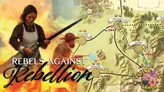 Map with locations Chitwood's, Slaven Mill, Huntsville, and text "Rebels Against Rebellion"