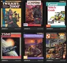 Six RPG book covers: Twilight 2000, 2300AD, Ground Vehicle Guide, Ships of the French Arm, Operation Overlord, Return to Warsaw
