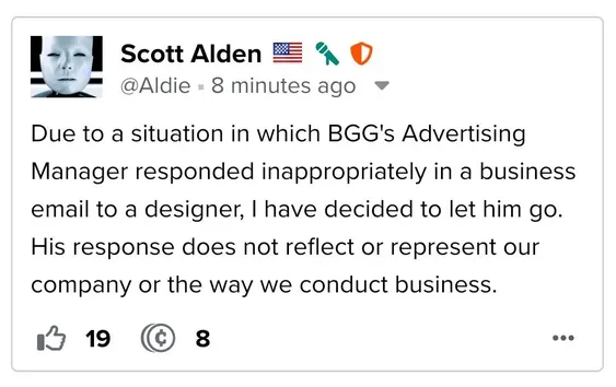 Scott Alden, the CEO of BoardGameGeek, has announced the dismissal of the Advertising Manager following an inappropriate response to a game designer regarding an advertisement submission. The controversy arose when Falling Whale Games submitted an ad for their game 