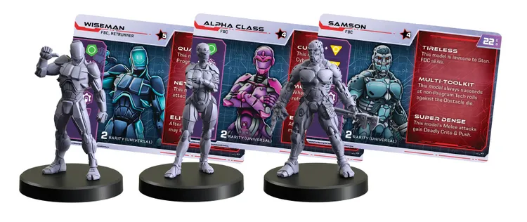 Three cyborg miniatures from Monster Fight Club's 