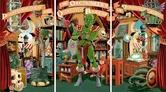 Green orc in armor stands in a cluttered shop, holding a sword. Text reads "The Orctioneer's Quirkative Bazaar".